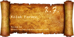Kolek Ferenc névjegykártya